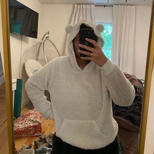 Fuzzy sweatshirt with bunny ears